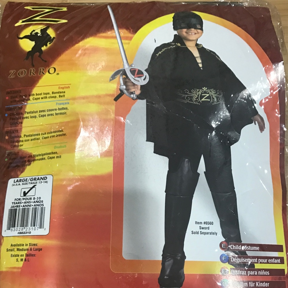 Boys Zorro costume size Large 12-14